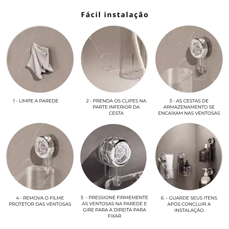 Prateleira de Banho com Ventosa | Sem Furo