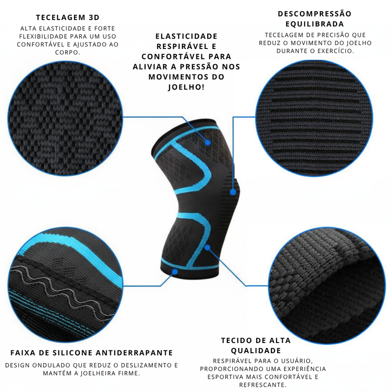 Joelheira de Compressão Esportiva | 1 Peça (S–3XL)