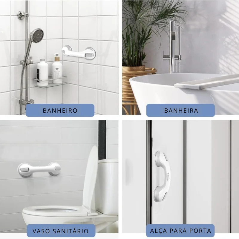 Barras de Apoio com Sucção (Par) – Segurança sem furos no seu banheiro