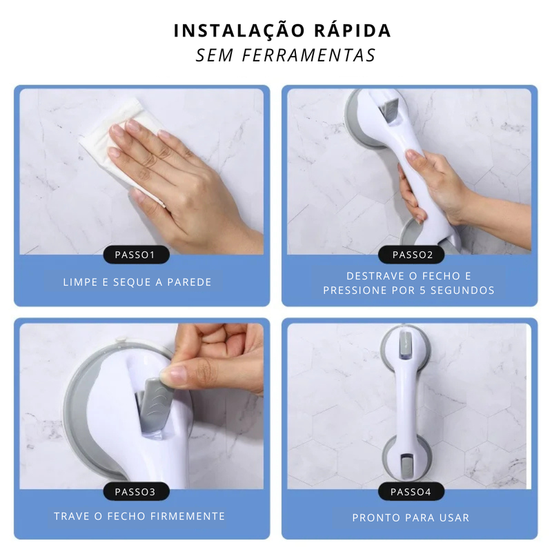 Barras de Apoio com Sucção (Par) – Segurança sem furos no seu banheiro
