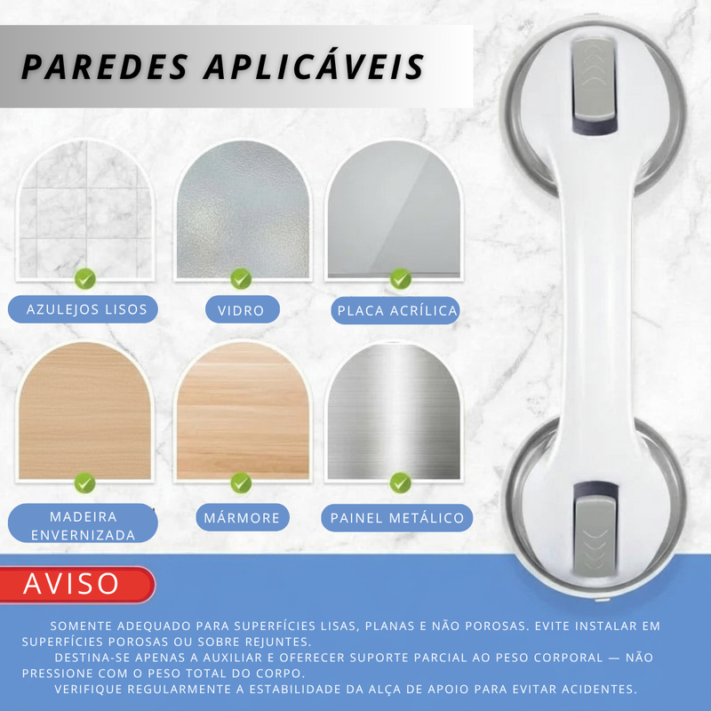 Barras de Apoio com Sucção (Par) – Segurança sem furos no seu banheiro