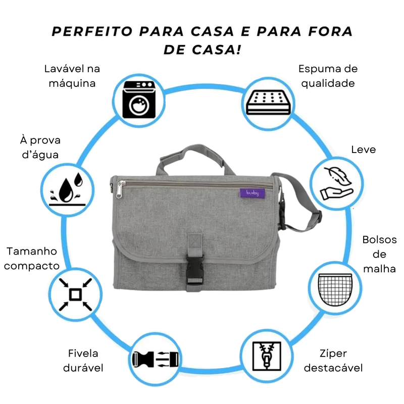 Trocador Portátil Premium – trocas rápidas, limpas e sem stress