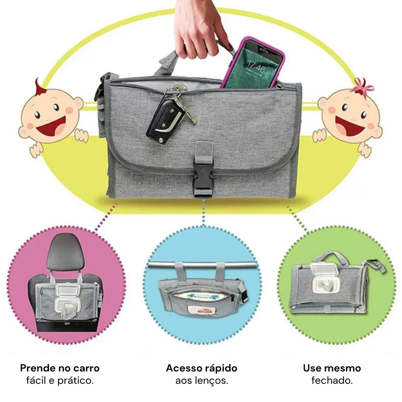 Trocador Portátil Premium – trocas rápidas, limpas e sem stress