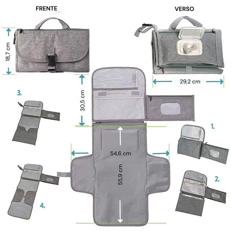 Trocador Portátil Premium – trocas rápidas, limpas e sem stress