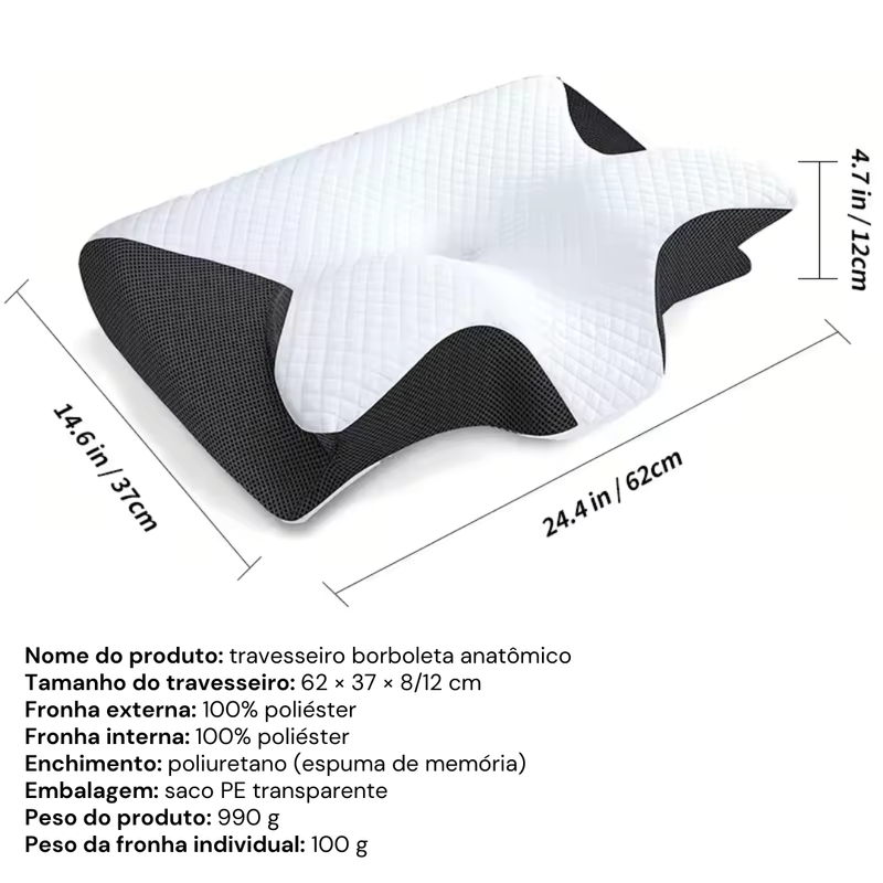 Travesseiro Cervical Ortopédico de Espuma Visco – Alinha, Alivia e Renova Seu Sono