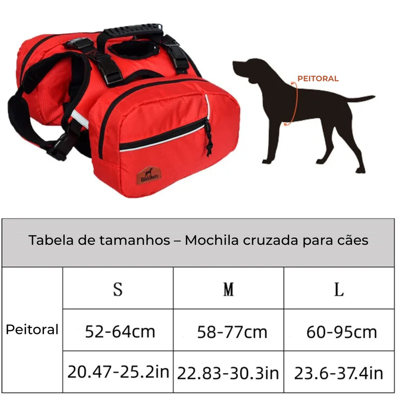 Peitoral com Mochila Removível p/ Cães | Refletivo