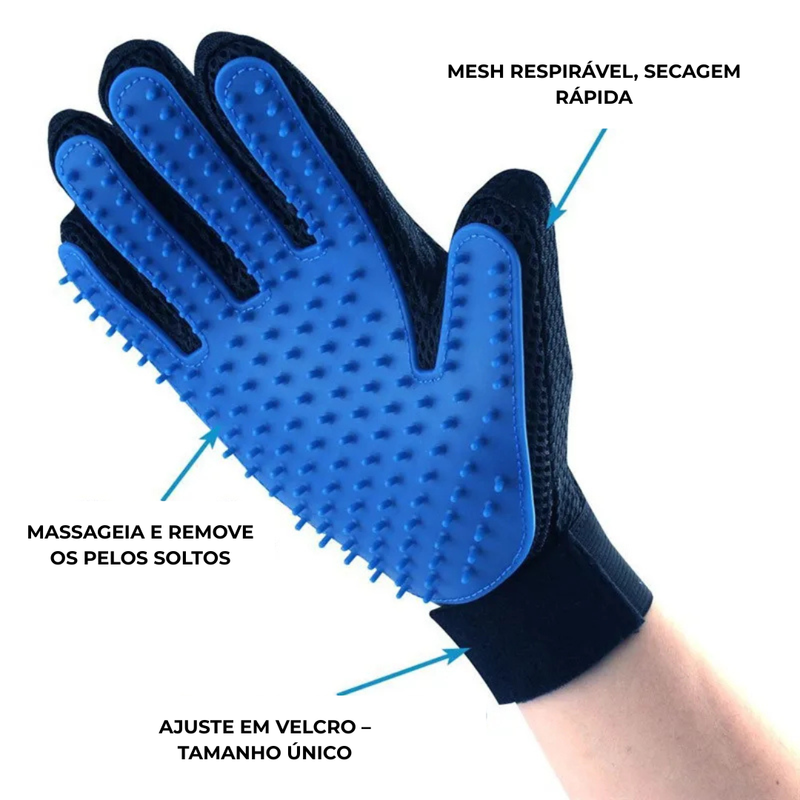 Luva Escova de Banho Pet Silicone | Massageadora