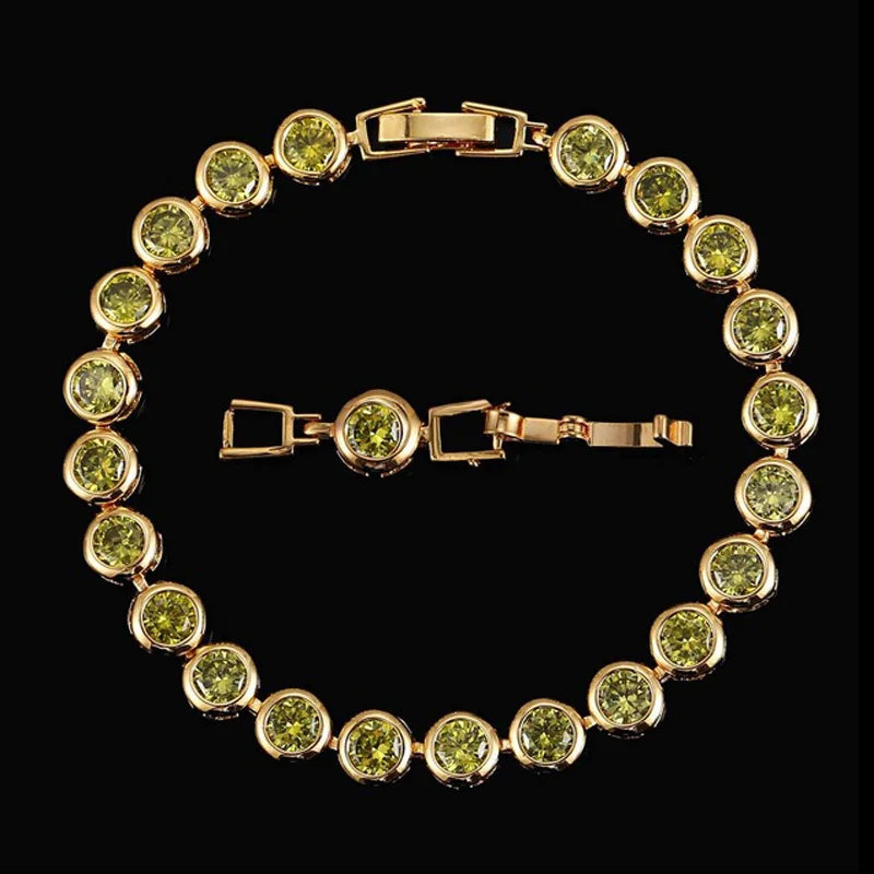 Pulseira Royale Zircon — Link Clássico com Cristais Coloridos