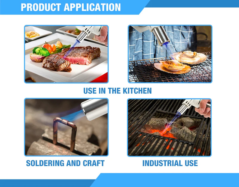 Maçarico Culinário Recarregável | Chama Ajustável