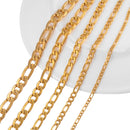 Figaro Prime — Corrente Banho Dourado Unissex (3 a 11,5 mm)