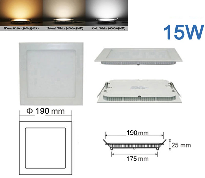 Painel LED Slim Embutir 3W–18W | Redondo/Quadrado
