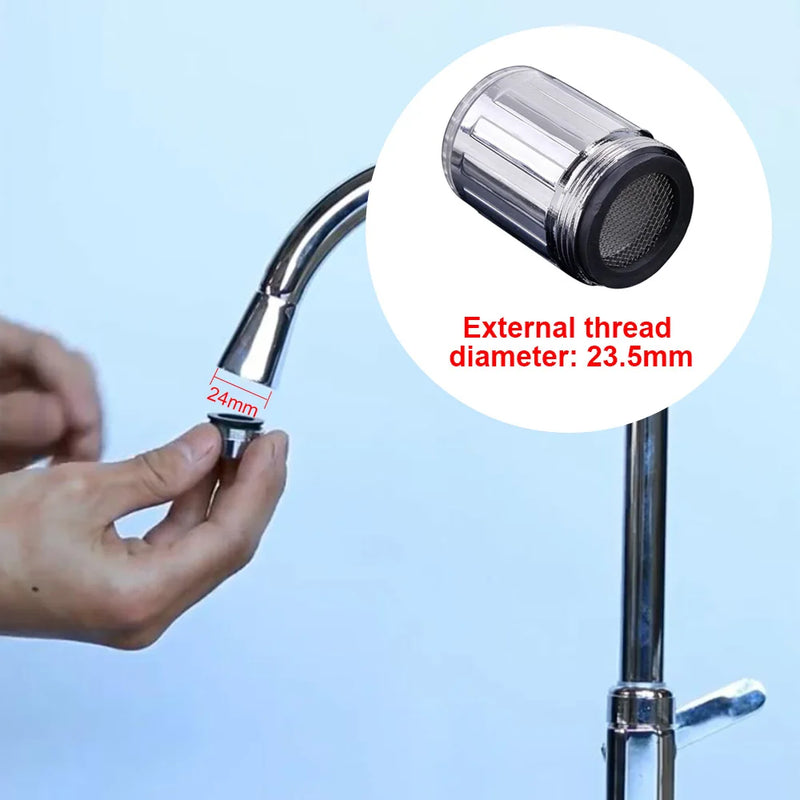 Torneira LED Luminescente p/ Cozinha/Box – Azul | 3 Cores Termo | 7 Cores