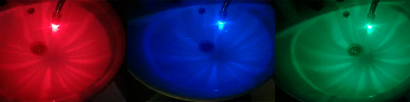 Torneira LED Luminescente p/ Cozinha/Box – Azul | 3 Cores Termo | 7 Cores