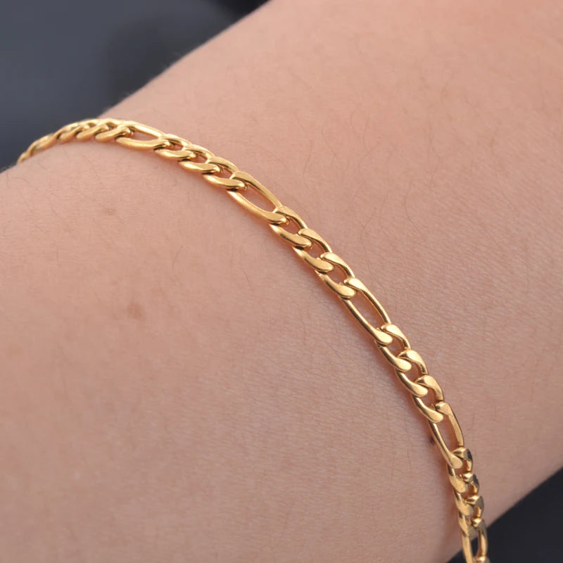 Figaro Prime — Corrente Banho Dourado Unissex (3 a 11,5 mm)