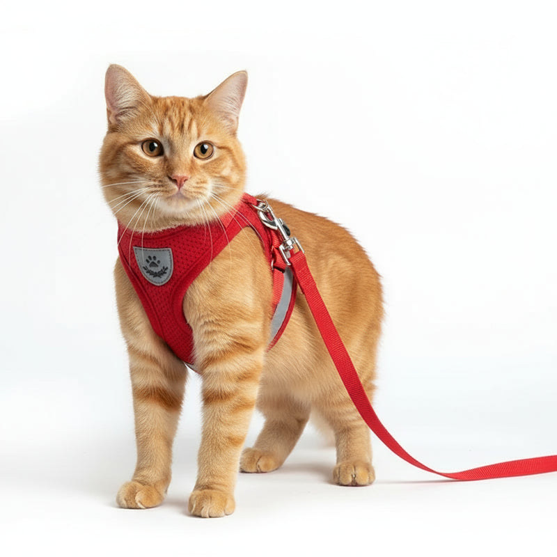 Peitoral Reflexivo + Guia p/ Gato e Cão Pequeno