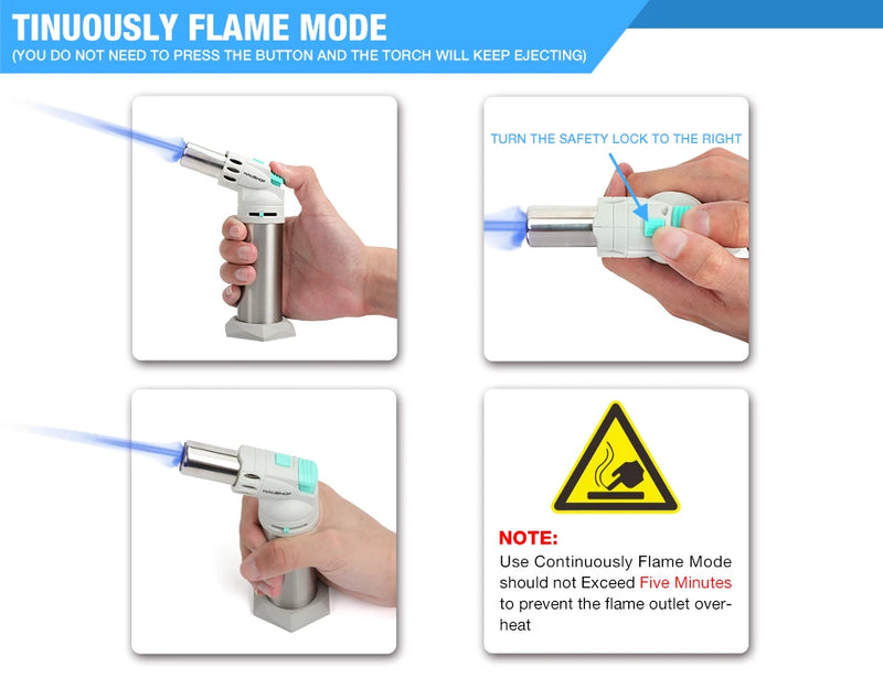 Maçarico Culinário Recarregável | Chama Ajustável