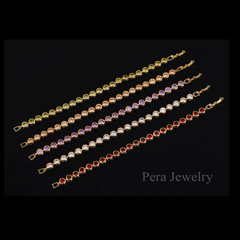 Pulseira Royale Zircon — Link Clássico com Cristais Coloridos