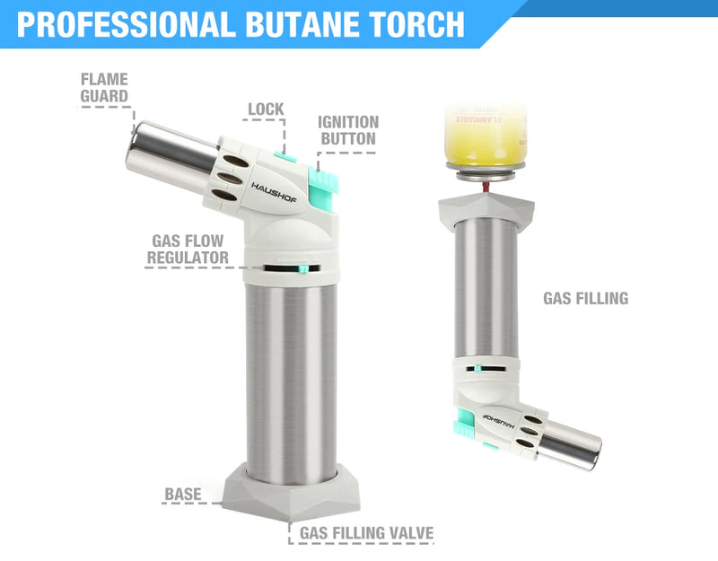 Maçarico Culinário Recarregável | Chama Ajustável