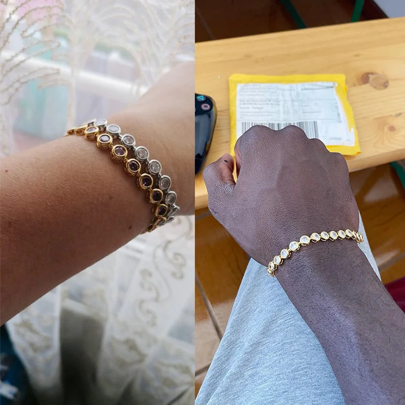 Pulseira Royale Zircon — Link Clássico com Cristais Coloridos