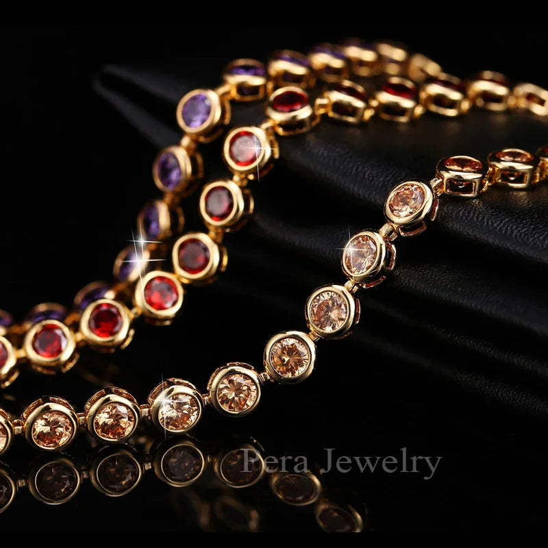 Pulseira Royale Zircon — Link Clássico com Cristais Coloridos