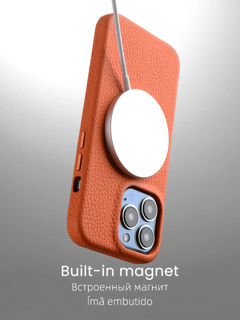 Capa YMW Magnetic de Couro Legítimo p/ iPhone 13 | Pro | Pro Max | mini