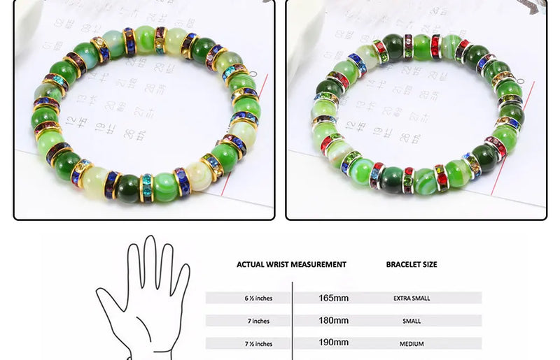 Pulseira Aura Pedra Natural — Miçangas Redondas com Elástico (17/19/21 cm)