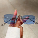 Óculos Pequenos Rimless Vintage Quadrado UV400 – Unissex