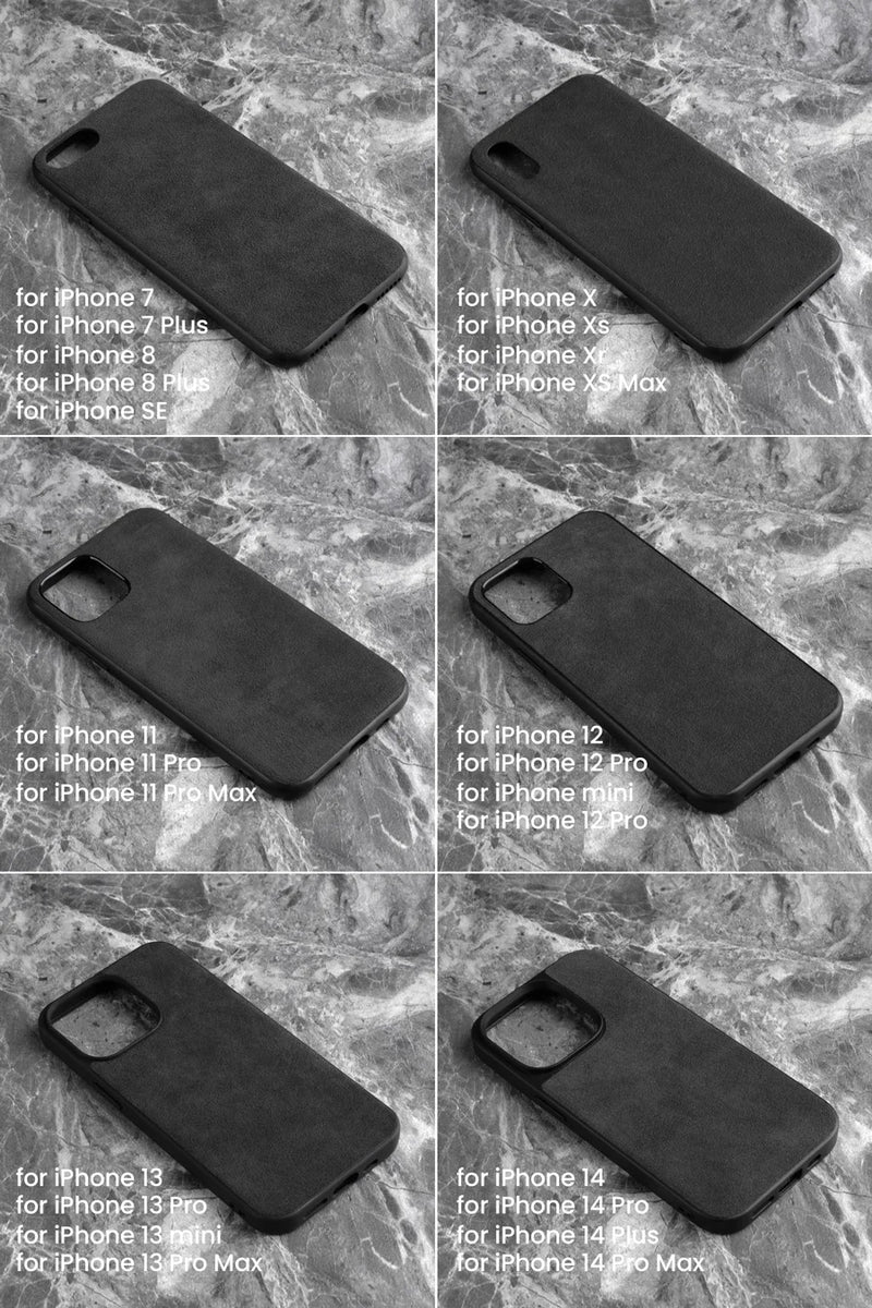 Capa ALCANTARA p/ iPhone 11–16 (Pro/Max) – Luxo, antiderrapante, lavável