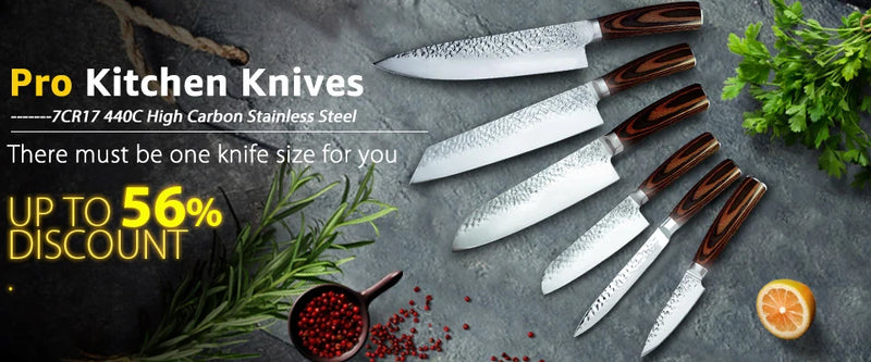 Faca Chef Hammered Pro 7Cr | Full Tang (HRC 58–60)