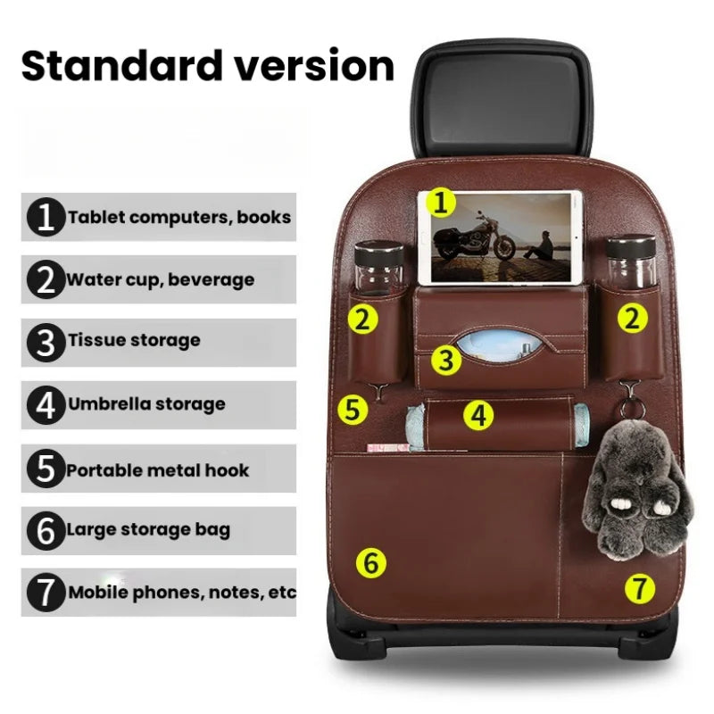 Organizador de Encosto em Couro PU – Porta-Objetos Universal p/ Carro