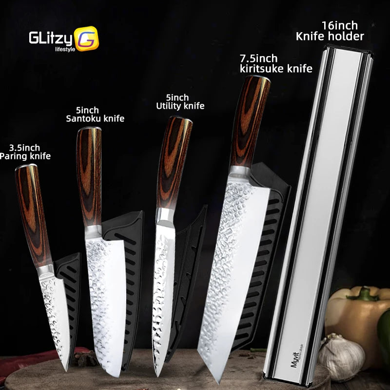 Faca Chef Hammered Pro 7Cr | Full Tang (HRC 58–60)