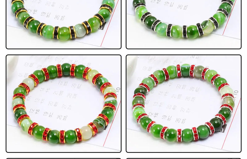 Pulseira Aura Pedra Natural — Miçangas Redondas com Elástico (17/19/21 cm)