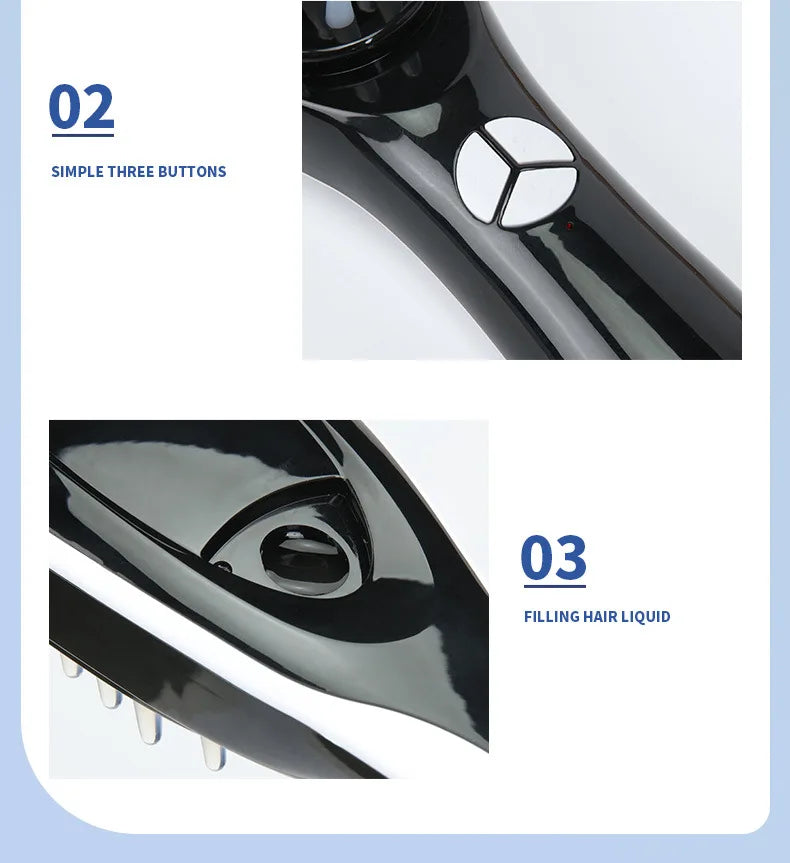 FollicleFlow™ LED – Pente Massageador com Vaporização Nano + Vibração (Anti-Queda • Crescimento Assistido)