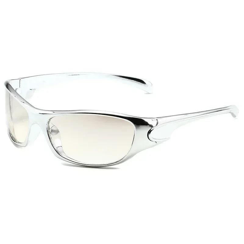 Óculos de Sol Y2K Punk Goggle Feminino – UV400, Lente PC, Estilo Retangular Envolvente