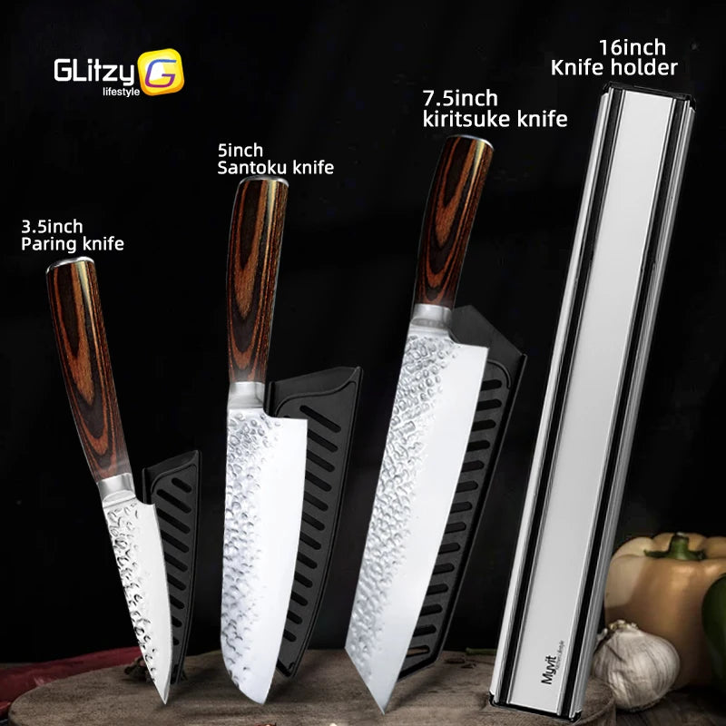 Faca Chef Hammered Pro 7Cr | Full Tang (HRC 58–60)