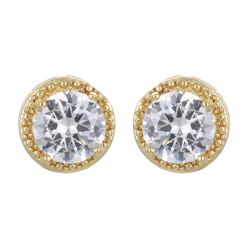 Brilho Real — Brincos de Pino com Zircônia 6 mm (Banho Dourado/Branco/Rosé)