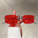 Óculos Pequenos Rimless Vintage Quadrado UV400 – Unissex