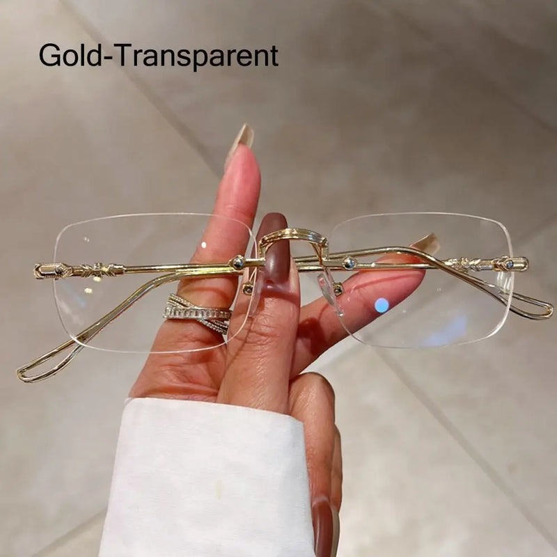 Óculos Pequenos Rimless Vintage Quadrado UV400 – Unissex