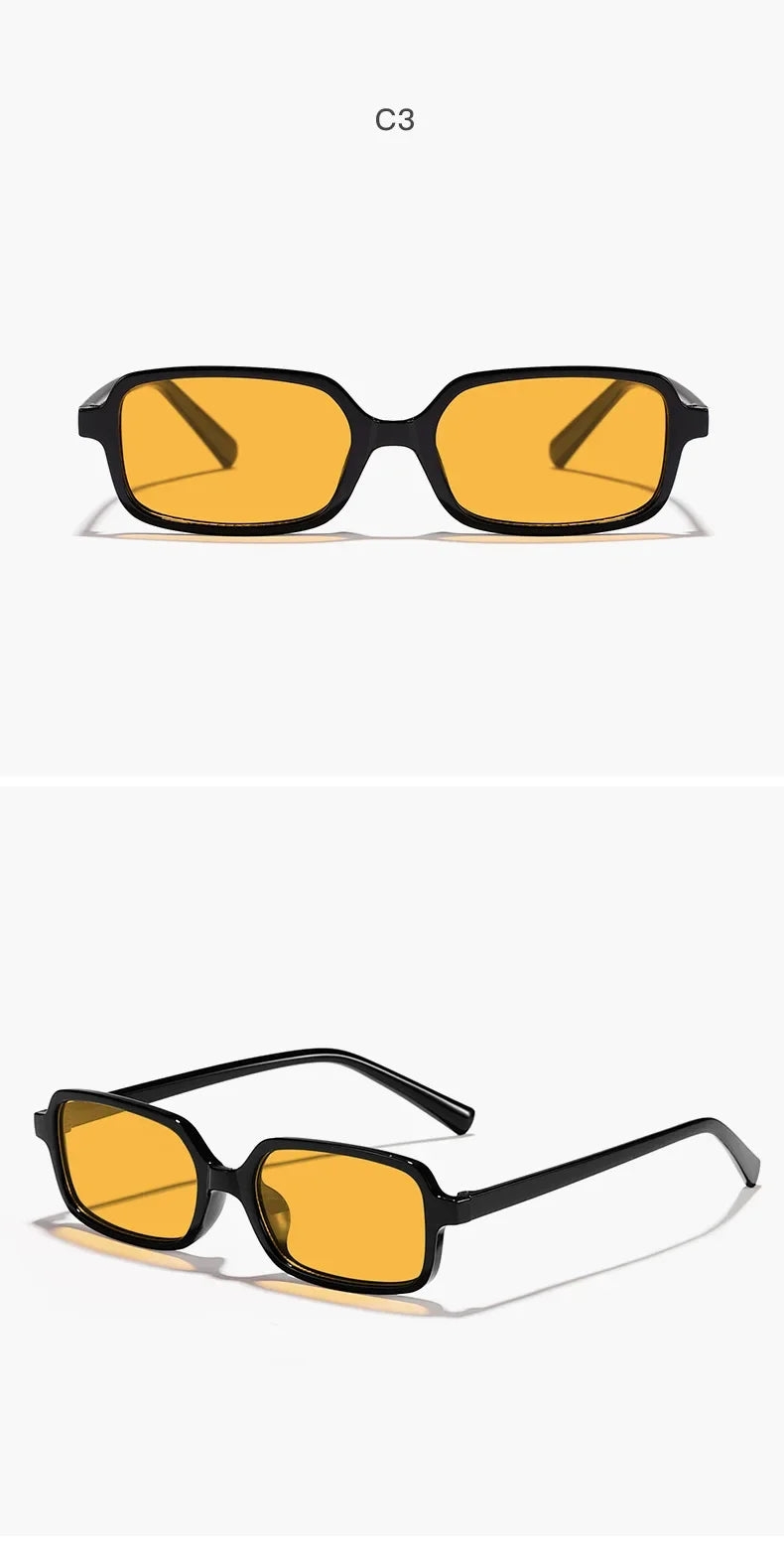 Óculos de Sol Retângulo Pequeno UV400 – Vintage 2025 Unissex