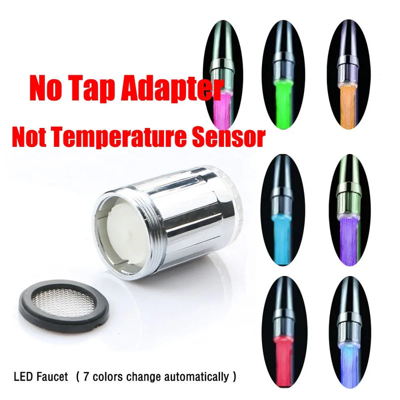 Torneira LED Luminescente p/ Cozinha/Box – Azul | 3 Cores Termo | 7 Cores