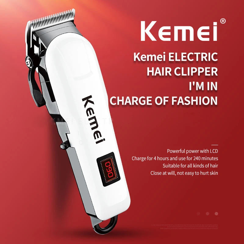 Kemei 809A Máquina de Cortar Cabelo Profissional Sem Fio – 300 min, Lâmina 440C, Bivolt