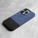 Capa Magnética ALCANTARA p/ iPhone 15/14 Pro & Pro Max – Luxo Automotivo, Anti-marcas, Grip Alto