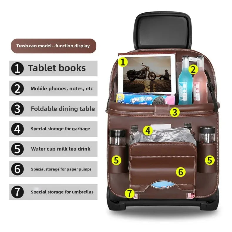 Organizador de Encosto em Couro PU – Porta-Objetos Universal p/ Carro