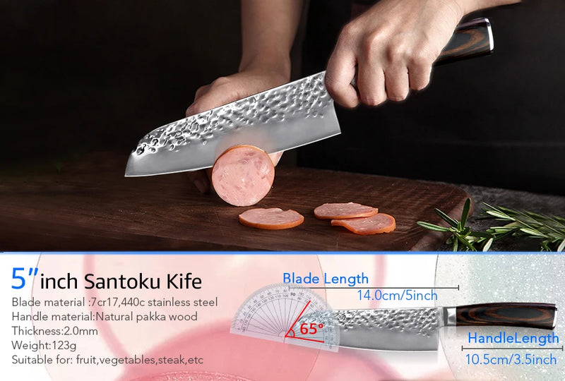 Faca Chef Hammered Pro 7Cr | Full Tang (HRC 58–60)