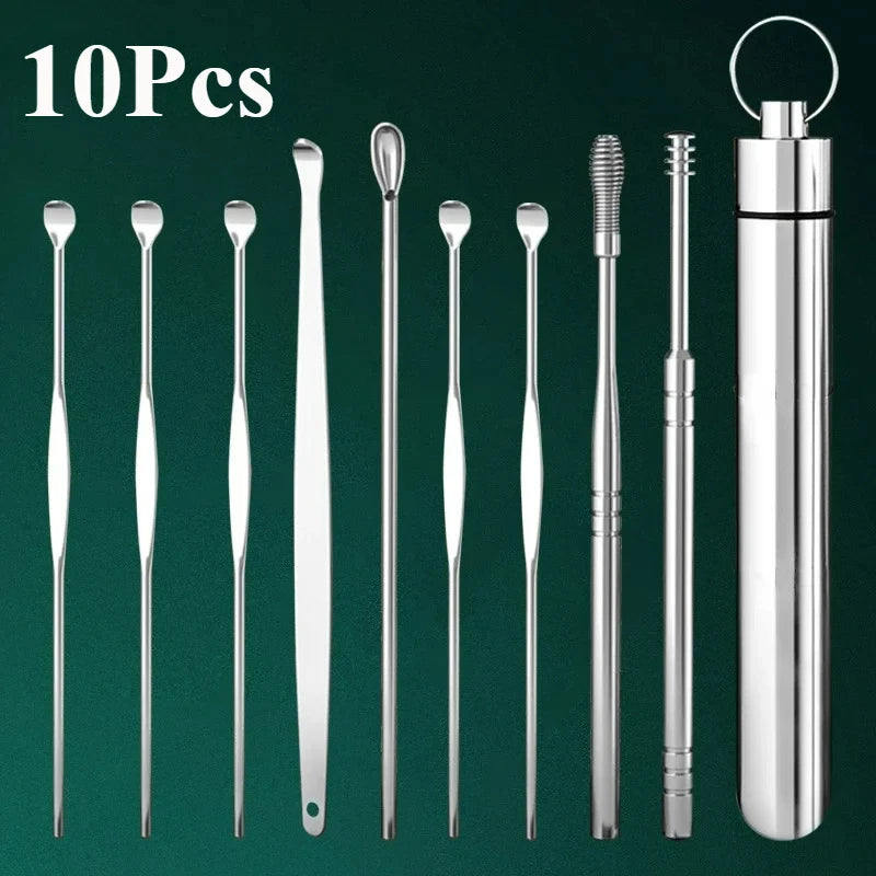 Kit Removedor de Cera – 9/10 Peças em Aço Inox com Estojo Portátil