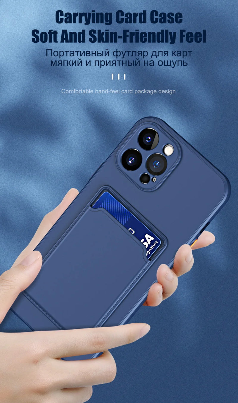 Capa Carteira de Silicone p/ iPhone – Porta-Cartão, Antiderrapante & Antimanchas