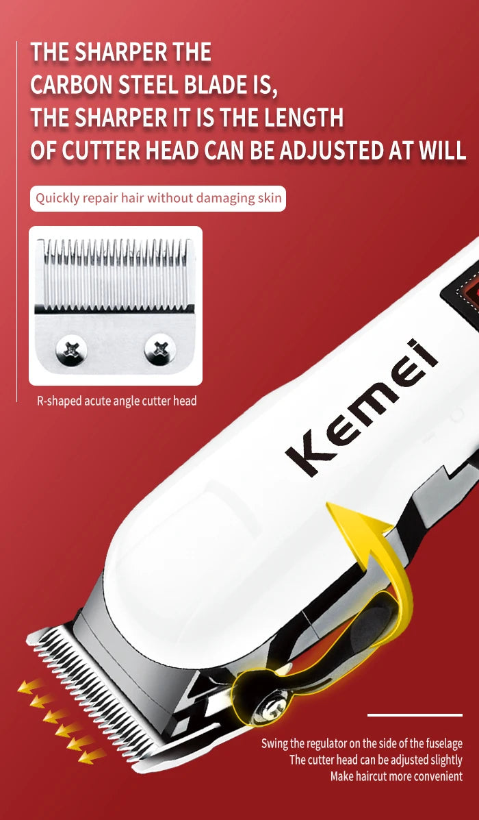 Kemei 809A Máquina de Cortar Cabelo Profissional Sem Fio – 300 min, Lâmina 440C, Bivolt