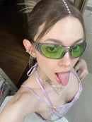 Óculos de Sol Y2K Punk Goggle Feminino – UV400, Lente PC, Estilo Retangular Envolvente