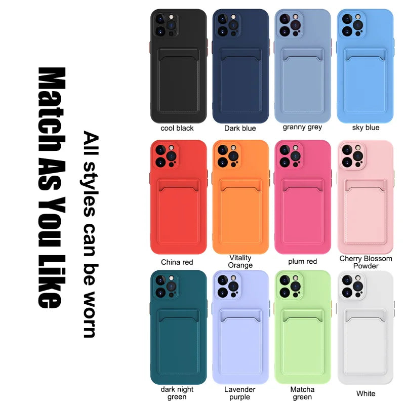 Capa Carteira de Silicone p/ iPhone – Porta-Cartão, Antiderrapante & Antimanchas