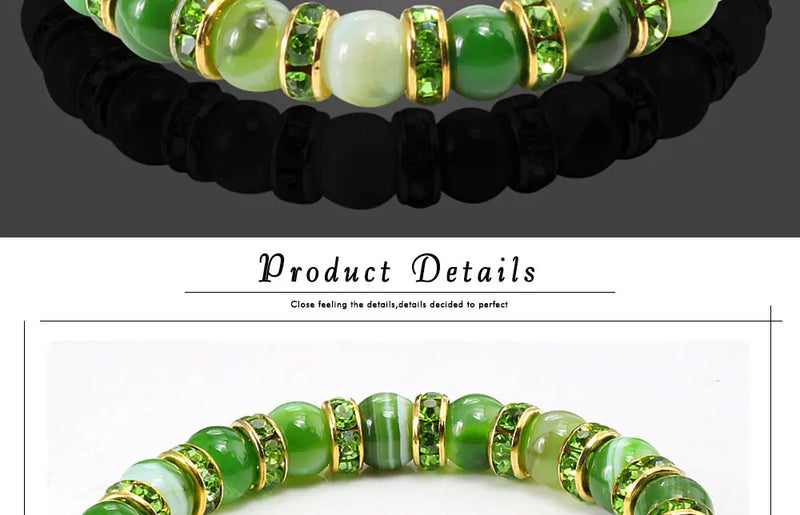 Pulseira Aura Pedra Natural — Miçangas Redondas com Elástico (17/19/21 cm)